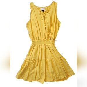 Universal Thread Sleeveles Dress Size S Canary Double Lined Cotton Gauze Layered